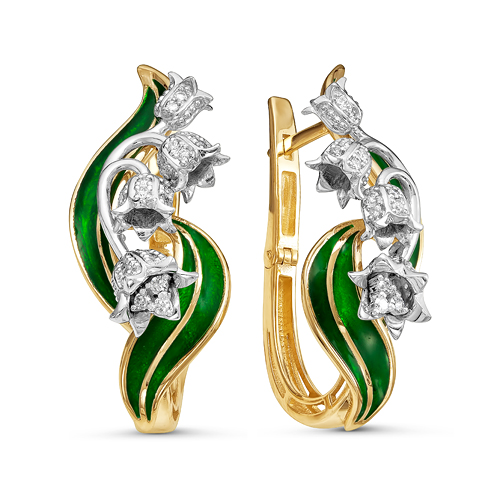 2596-02 Серьги из Золот�а с вставками - Бриллиант, Эмаль