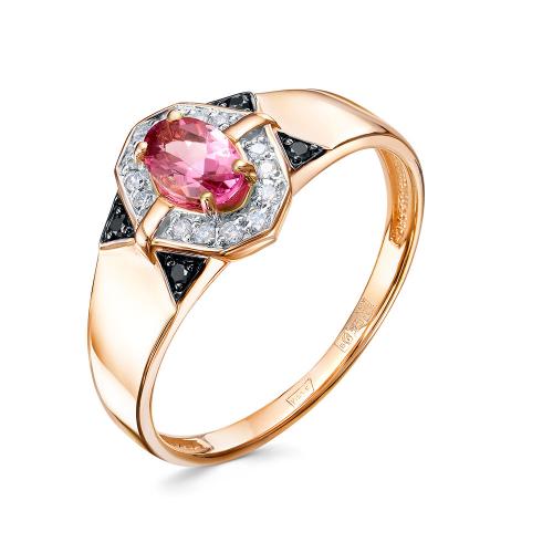 5552-01 Кольцо из Золот�а с вставками - Бриллиант, Турм."Pink"