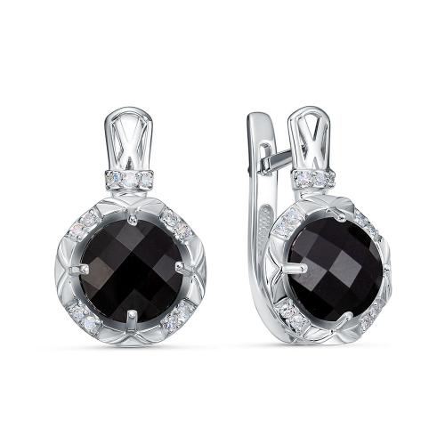 5826-02 Серьги из Золот�а с вставками - Бриллиант, Оникс