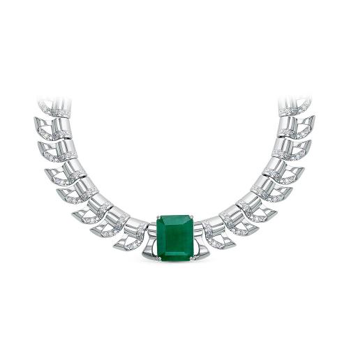 0304/1-07 Колье из Золот�а с вставками - Бриллиант, Изумруд
