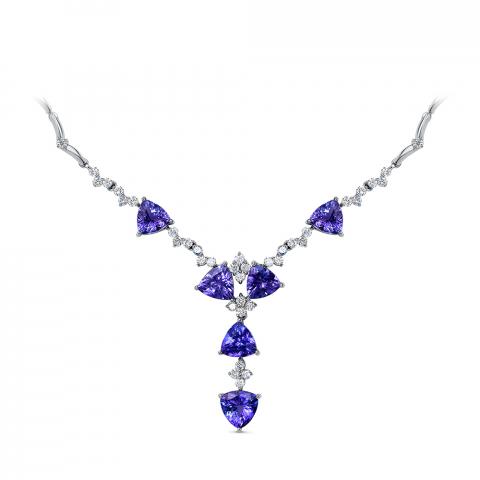 Колье из золота c бриллиантами и танзанитами