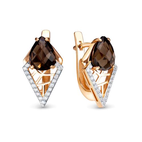 4289/8-02 Серьги из Золот�а с вставками - Бриллиант, Раух
