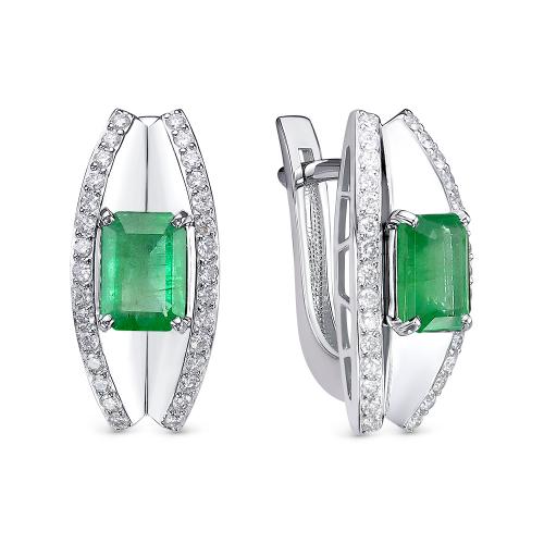 3952/1-02 Серьги из Золот�а с вставками - Бриллиант, Изумруд