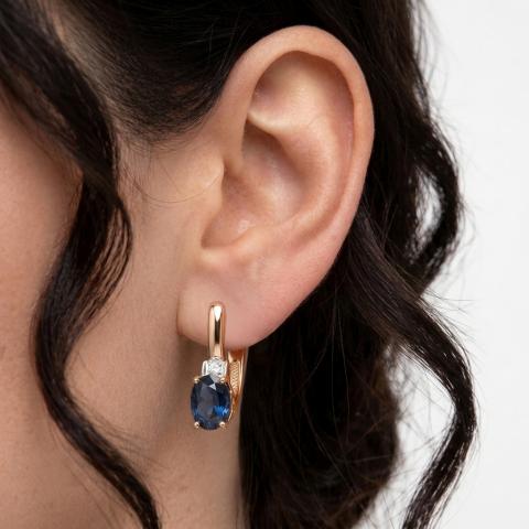 Серьги из золота c бриллиантами и сапфирами