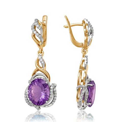 Серьги из золота c аметистами и бриллиантами