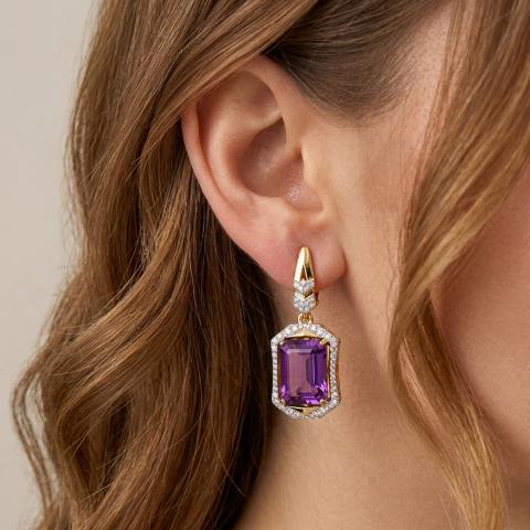 Серьги из золота c аметистами и бриллиантами