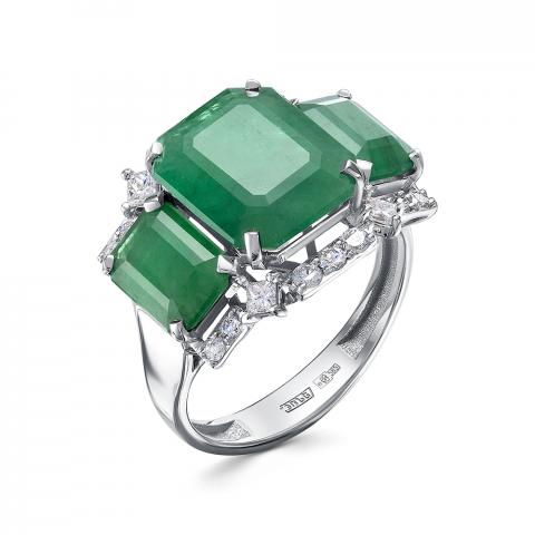 Кольцо из золота c бриллиантами и изумрудами в Москве
