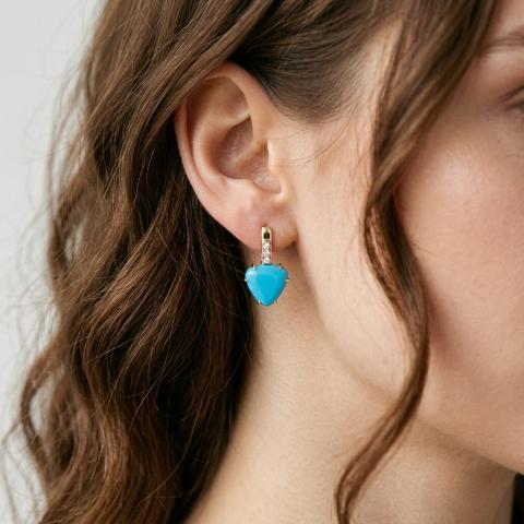 Серьги из золота c бирюзой и бриллиантами