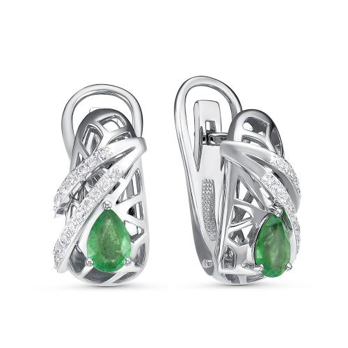 3957/1-02 Серьги из Золот�а с вставками - Бриллиант, Изумруд