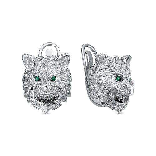 4855-02 Серьги из Золот�а с вставками - Бриллиант, Изумруд