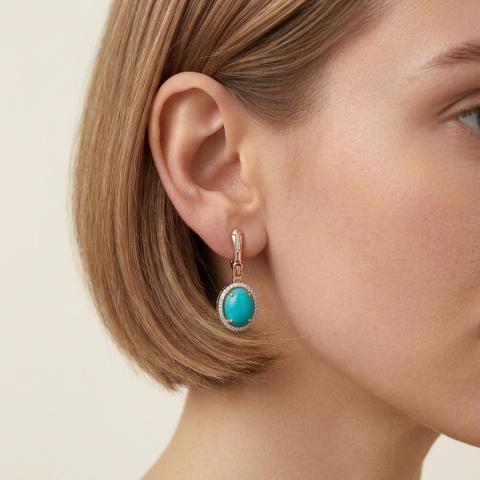 Серьги из золота c бирюзой и бриллиантами