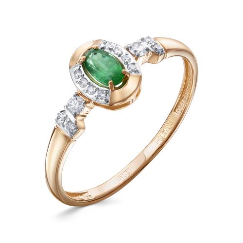 5087/1-01 Кольцо из Золот�а с вставками - Бриллиант, Изумруд