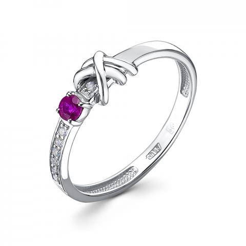 Кольцо из золота c бриллиантами и рубином