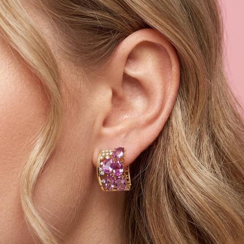 Серьги из золота c бриллиантами, сапфирами